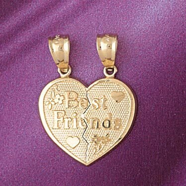 Best Friends Double Heart Pendant Necklace Charm Bracelet in Yellow, White or Rose Gold 7165