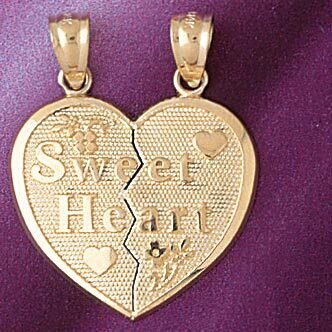 Sweet Heart Pendant Necklace Charm Bracelet in Yellow, White or Rose Gold 7166