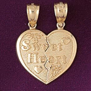 Sweet Heart Pendant Necklace Charm Bracelet in Yellow, White or Rose Gold 7168