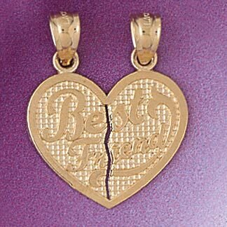 Best Friends Double Heart Pendant Necklace Charm Bracelet in Yellow, White or Rose Gold 7170