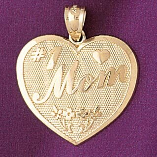 I Love Mom Heart Pendant Necklace Charm Bracelet in Yellow, White or Rose Gold 7171
