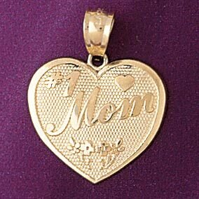 I Love Mom Heart Pendant Necklace Charm Bracelet in Yellow, White or Rose Gold 7172
