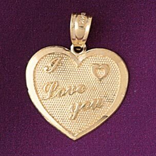 I Love You Heart Pendant Necklace Charm Bracelet in Yellow, White or Rose Gold 7173