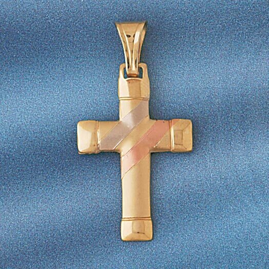 Dazzlers Jewelry Two Tone Cross Pendant Necklace Charm Bracelet in Yellow, White or Rose Gold 7647,…