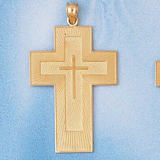 Cross Padre Nuestro Pendant Necklace Charm Bracelet in Yellow, White or Rose Gold 7699