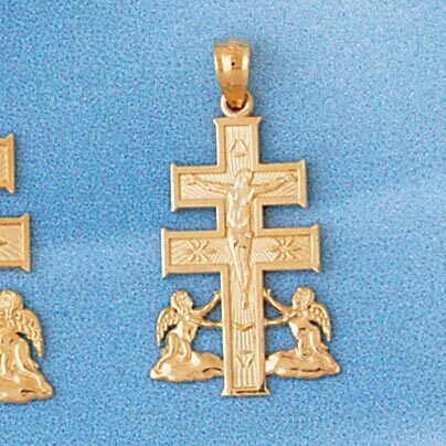 Jesus Christ on Cross Pendant Necklace Charm Bracelet in Yellow, White or Rose Gold 7707