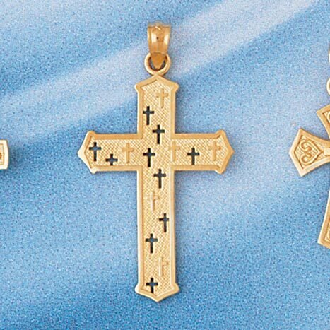 Cross Pendant Necklace Charm Bracelet in Yellow, White or Rose Gold 7717
