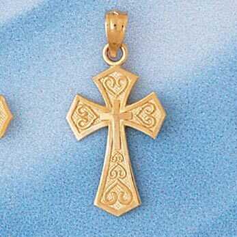 Cross Pendant Necklace Charm Bracelet in Yellow, White or Rose Gold 7718