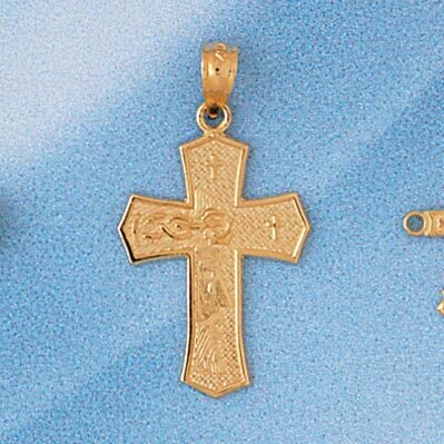 Cross Pendant Necklace Charm Bracelet in Yellow, White or Rose Gold 7719