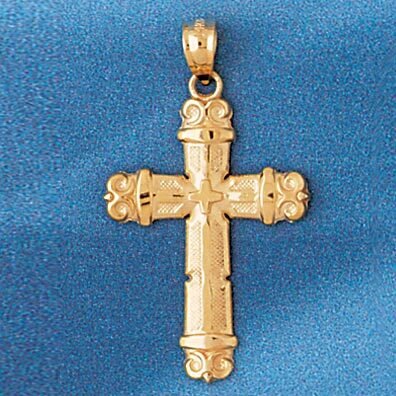 Cross Pendant Necklace Charm Bracelet in Yellow, White or Rose Gold 7722