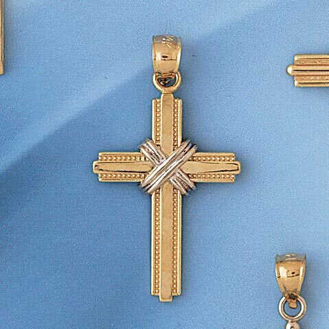 Cross Pendant Necklace Charm Bracelet in Yellow, White or Rose Gold 7765