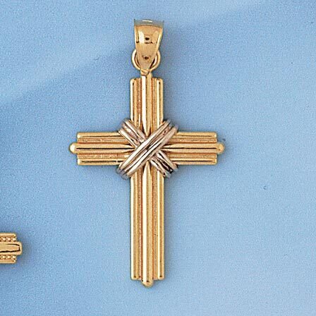 Cross Pendant Necklace Charm Bracelet in Yellow, White or Rose Gold 7766
