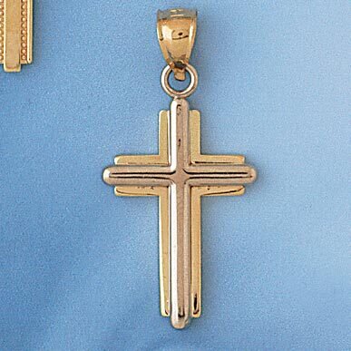 Cross Pendant Necklace Charm Bracelet in Yellow, White or Rose Gold 7768