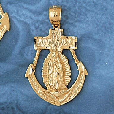 Jesus Christ on Cross Anchor Pendant Necklace Charm Bracelet in Yellow, White or Rose Gold 7842