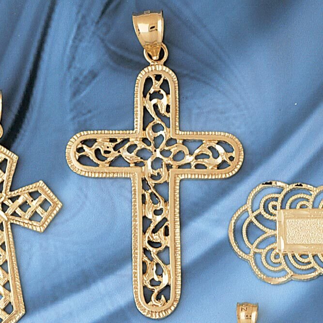 Dazzlers Jewelry Cross Pendant Necklace Charm Bracelet in Yellow, White or Rose Gold 7847, MPN: DZ-…