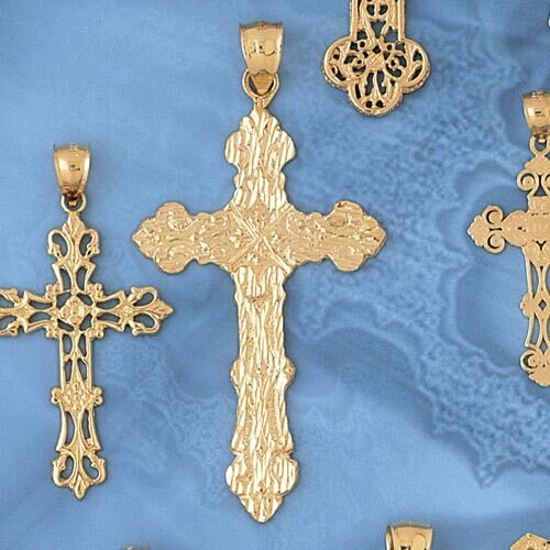 Cross Pendant Necklace Charm Bracelet in Yellow, White or Rose Gold 7856