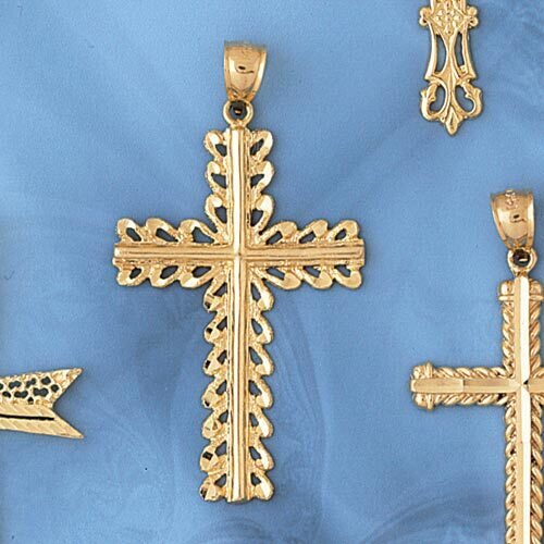Cross Pendant Necklace Charm Bracelet in Yellow, White or Rose Gold 7860