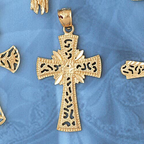Cross Pendant Necklace Charm Bracelet in Yellow, White or Rose Gold 7870