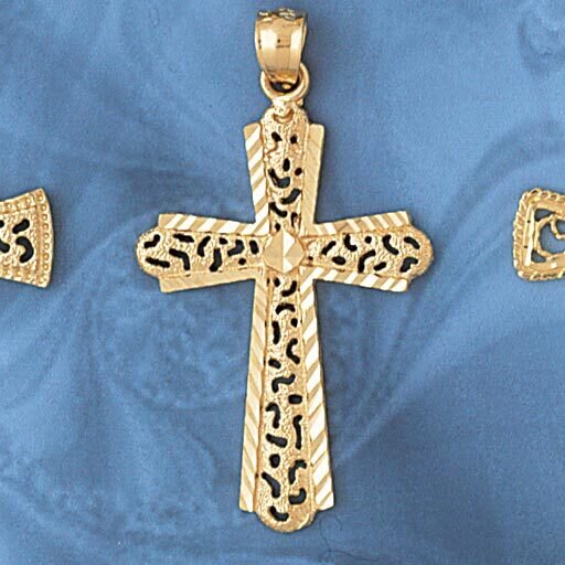 Cross Pendant Necklace Charm Bracelet in Yellow, White or Rose Gold 7871