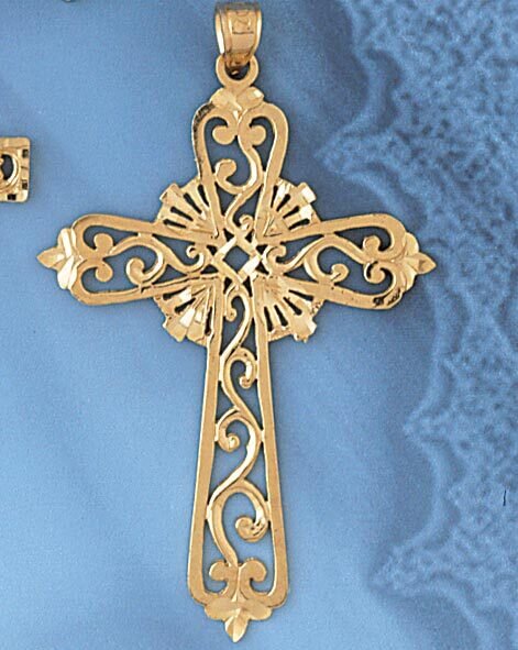 Dazzlers Jewelry Cross Pendant Necklace Charm Bracelet in Yellow, White or Rose Gold 7875, MPN: DZ-…