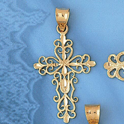Cross Pendant Necklace Charm Bracelet in Yellow, White or Rose Gold 7876