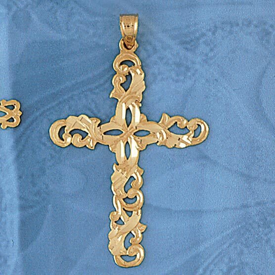 Cross Pendant Necklace Charm Bracelet in Yellow, White or Rose Gold 7882