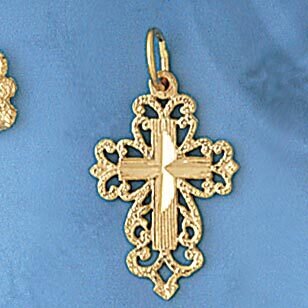 Dazzlers Jewelry Cross Pendant Necklace Charm Bracelet in Yellow, White or Rose Gold 7892, MPN: DZ-…