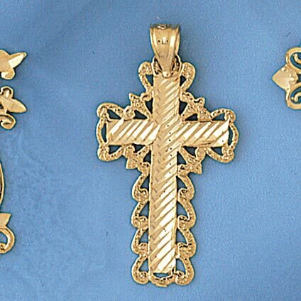 Dazzlers Jewelry Cross Pendant Necklace Charm Bracelet in Yellow, White or Rose Gold 7901, MPN: DZ-…