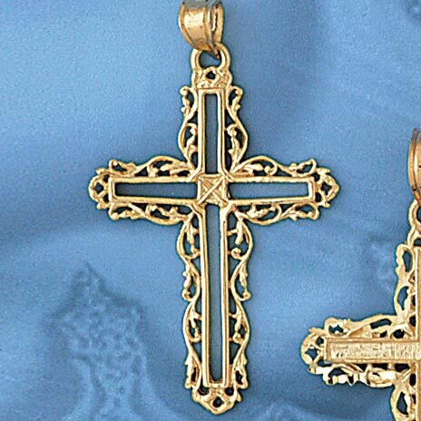Cross Pendant Necklace Charm Bracelet in Yellow, White or Rose Gold 7905