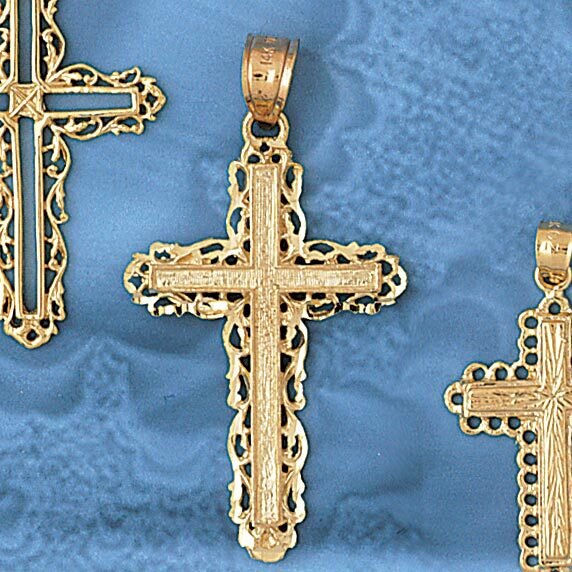 Dazzlers Jewelry Cross Pendant Necklace Charm Bracelet in Yellow, White or Rose Gold 7906, MPN: DZ-…