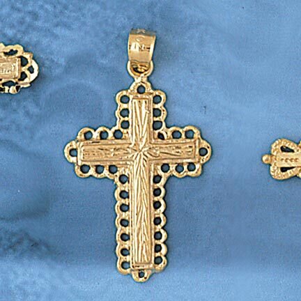 Cross Pendant Necklace Charm Bracelet in Yellow, White or Rose Gold 7907