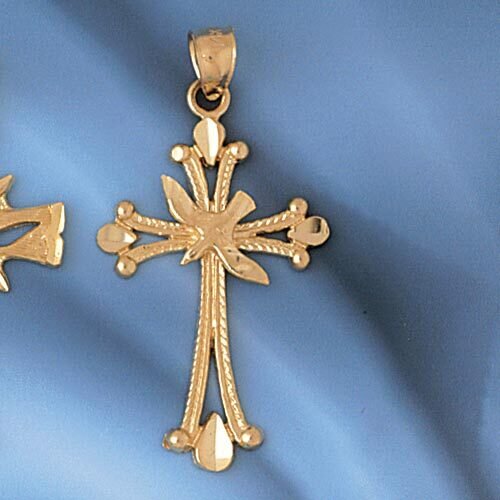 Cross Pendant Necklace Charm Bracelet in Yellow, White or Rose Gold 7921