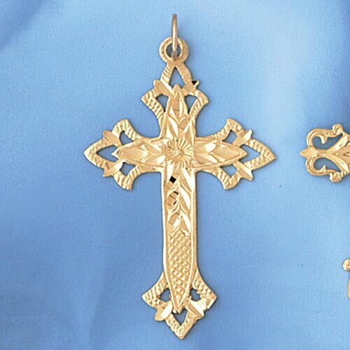 Cross Pendant Necklace Charm Bracelet in Yellow, White or Rose Gold 7922