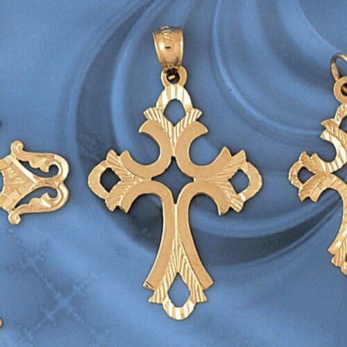 Cross Pendant Necklace Charm Bracelet in Yellow, White or Rose Gold 7926