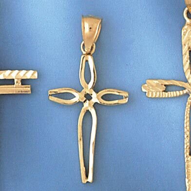 Dazzlers Jewelry Cross Pendant Necklace Charm Bracelet in Yellow, White or Rose Gold 7932, MPN: DZ-…