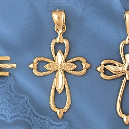 Dazzlers Jewelry Cross Pendant Necklace Charm Bracelet in Yellow, White or Rose Gold 7935, MPN: DZ-…