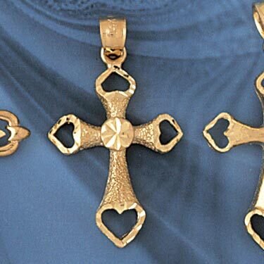 Dazzlers Jewelry Cross Pendant Necklace Charm Bracelet in Yellow, White or Rose Gold 7937, MPN: DZ-…