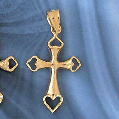 Dazzlers Jewelry Cross Pendant Necklace Charm Bracelet in Yellow, White or Rose Gold 7938, MPN: DZ-…