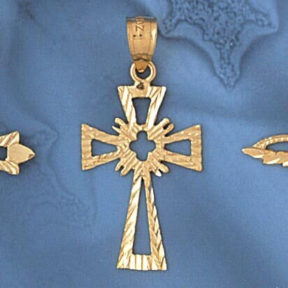 Dazzlers Jewelry Cross Pendant Necklace Charm Bracelet in Yellow, White or Rose Gold 7944, MPN: DZ-…