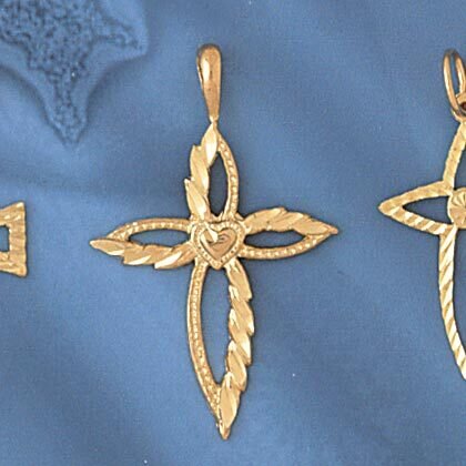 Dazzlers Jewelry Cross Pendant Necklace Charm Bracelet in Yellow, White or Rose Gold 7945, MPN: DZ-…