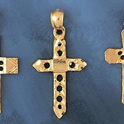 Dazzlers Jewelry Cross Pendant Necklace Charm Bracelet in Yellow, White or Rose Gold 7953, MPN: DZ-…