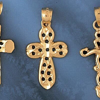 Dazzlers Jewelry Cross Pendant Necklace Charm Bracelet in Yellow, White or Rose Gold 7955, MPN: DZ-…