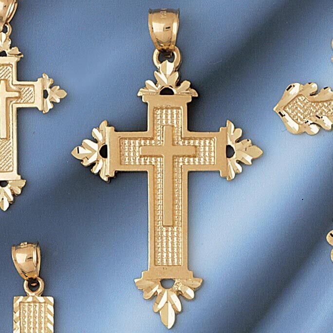 Dazzlers Jewelry Cross Pendant Necklace Charm Bracelet in Yellow, White or Rose Gold 7958, MPN: DZ-…