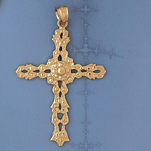 Cross Pendant Necklace Charm Bracelet in Yellow, White or Rose Gold 7983