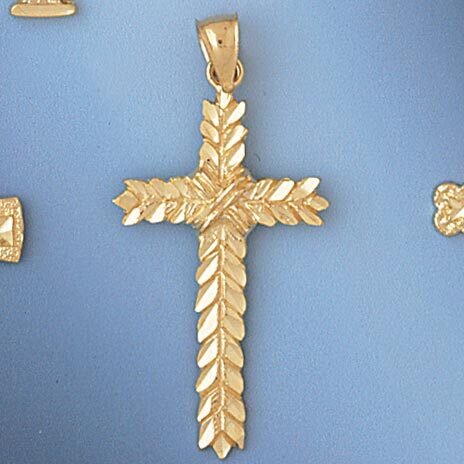 Dazzlers Jewelry Cross Pendant Necklace Charm Bracelet in Yellow, White or Rose Gold 7987, MPN: DZ-…