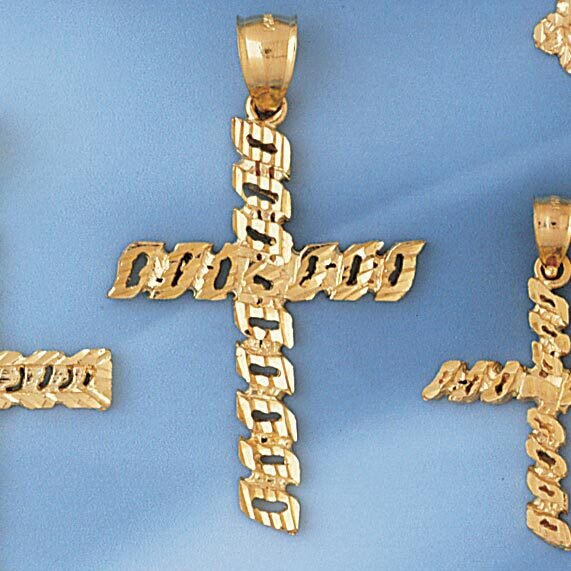 Cross Pendant Necklace Charm Bracelet in Yellow, White or Rose Gold 8012