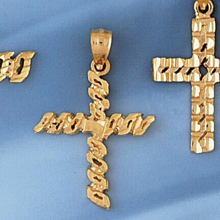 Dazzlers Jewelry Cross Pendant Necklace Charm Bracelet in Yellow, White or Rose Gold 8013, MPN: DZ-…
