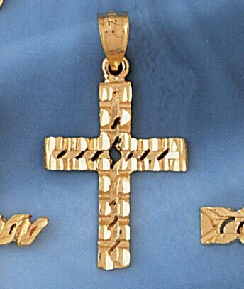 Dazzlers Jewelry Cross Pendant Necklace Charm Bracelet in Yellow, White or Rose Gold 8014, MPN: DZ-…