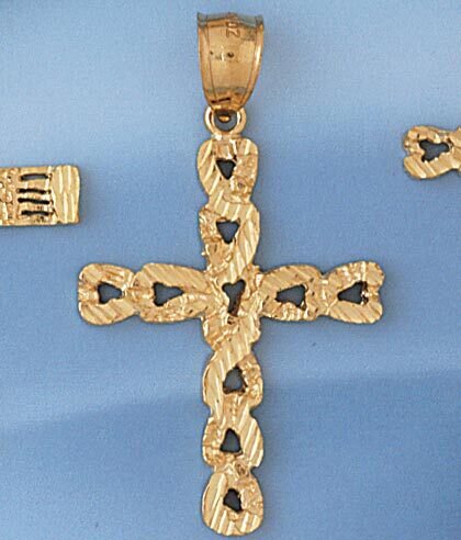 Cross Pendant Necklace Charm Bracelet in Yellow, White or Rose Gold 8023