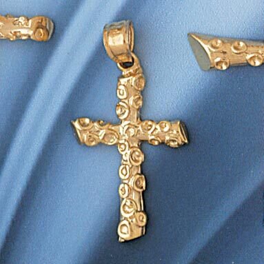Dazzlers Jewelry Cross Pendant Necklace Charm Bracelet in Yellow, White or Rose Gold 8027, MPN: DZ-…